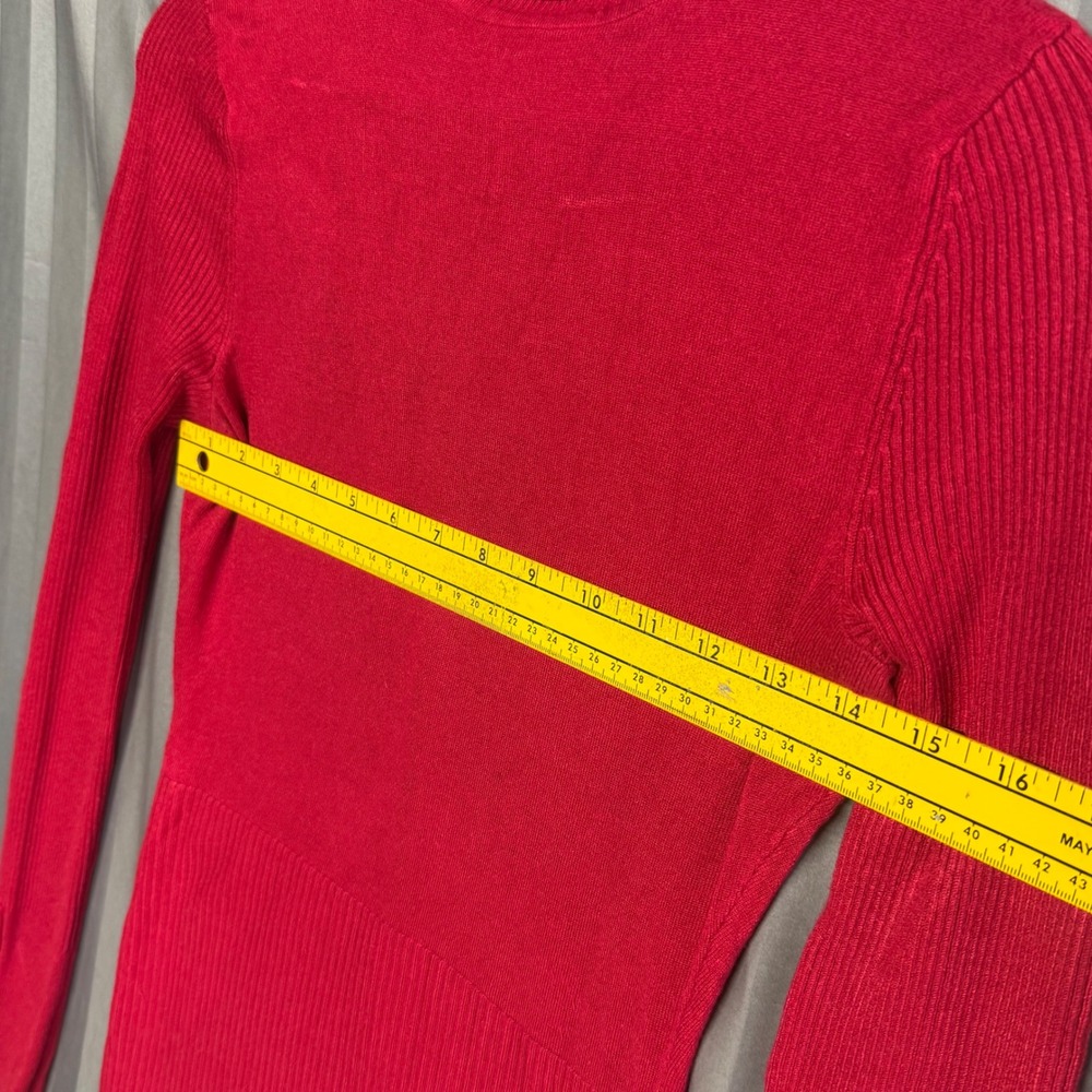 White House Black Market Red Turtleneck Sweater Buttons Size S - Picture 4 of 11